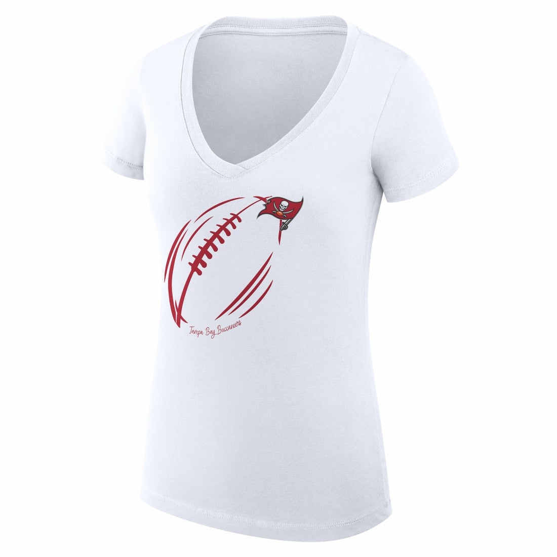 G-III 4Her by Carl Banks Women's Super-Slim Fit Lightweight Subtle Football V-Neck T-Shirt - Tampa Bay Buccaneers T-shirts
