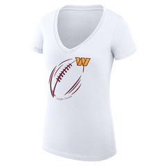 G-III 4Her by Carl Banks Women's Super-Slim Fit Lightweight Subtle Football V-Neck T-Shirt - Washington Commanders T-shirts
