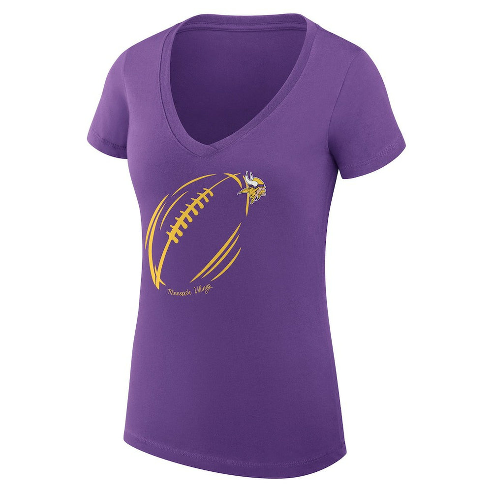 G-III 4Her by Carl Banks Women's Super-Slim Fit Lightweight Subtle Football V-Neck T-Shirt - Minnesota Vikings T-shirts