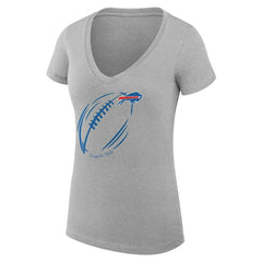 G-III 4Her by Carl Banks Women's Super-Slim Fit Lightweight Subtle Football V-Neck T-Shirt - Buffalo Bills T-shirts
