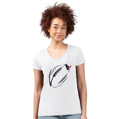 G-III 4Her by Carl Banks Women's Super-Slim Fit Lightweight Subtle Football V-Neck T-Shirt - Houston Texans T-shirts