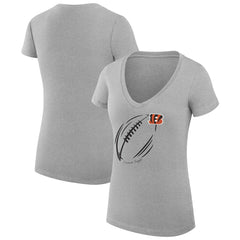G-III 4Her by Carl Banks Women's Super-Slim Fit Lightweight Subtle Football V-Neck T-Shirt - Cincinnati Bengals T-shirts