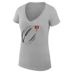 G-III 4Her by Carl Banks Women's Super-Slim Fit Lightweight Subtle Football V-Neck T-Shirt - Cincinnati Bengals T-shirts