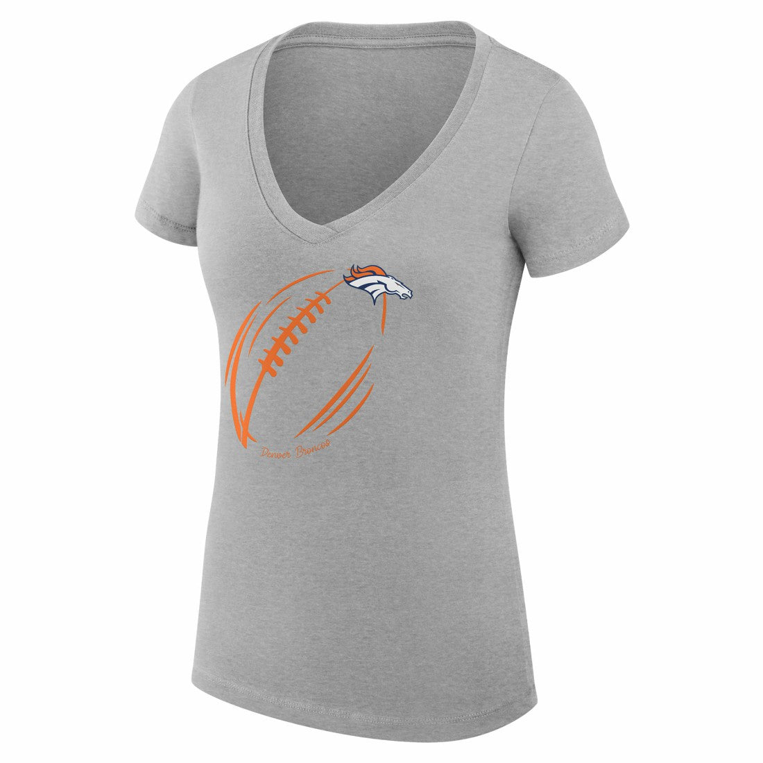 G-III 4Her by Carl Banks Women's Super-Slim Fit Lightweight Subtle Football V-Neck T-Shirt - Denver Broncos T-shirts