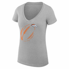 G-III 4Her by Carl Banks Women's Super-Slim Fit Lightweight Subtle Football V-Neck T-Shirt - Denver Broncos T-shirts