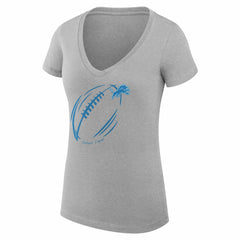 G-III 4Her by Carl Banks Women's Super-Slim Fit Lightweight Subtle Football V-Neck T-Shirt - Detroit Lions T-shirts