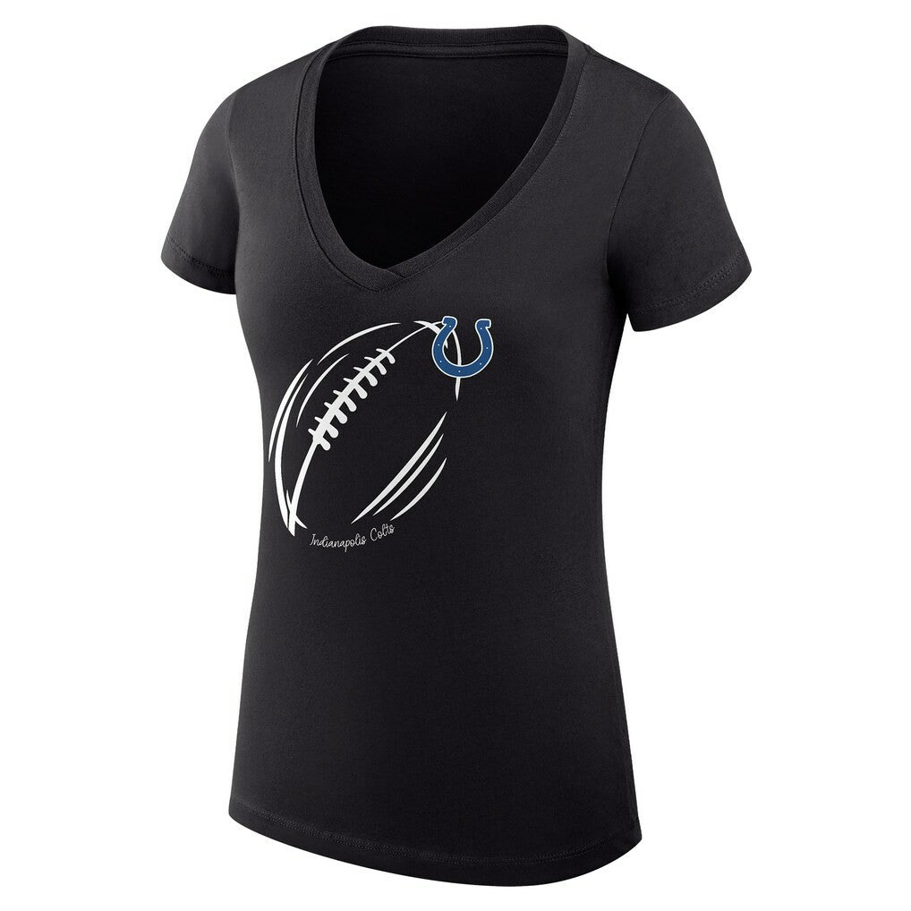G-III 4Her by Carl Banks Women's Super-Slim Fit Lightweight Subtle Football V-Neck T-Shirt - Indianapolis Colts T-shirts