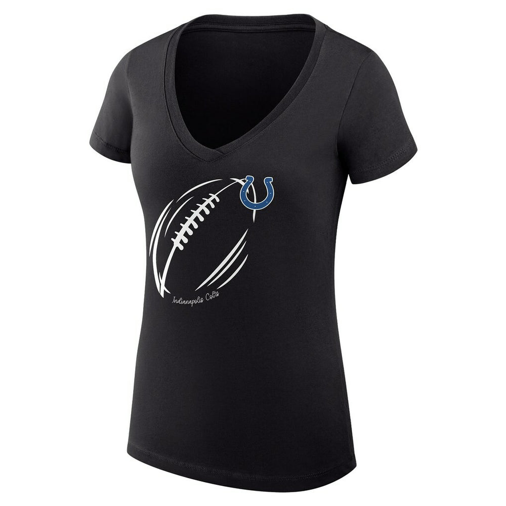 G-III 4Her by Carl Banks Women's Super-Slim Fit Lightweight Subtle Football V-Neck T-Shirt - Indianapolis Colts T-shirts