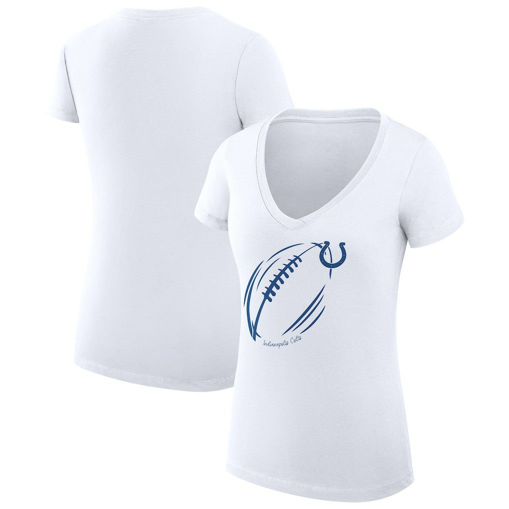 G-III 4Her by Carl Banks Women's Super-Slim Fit Lightweight Subtle Football V-Neck T-Shirt - Indianapolis Colts T-shirts