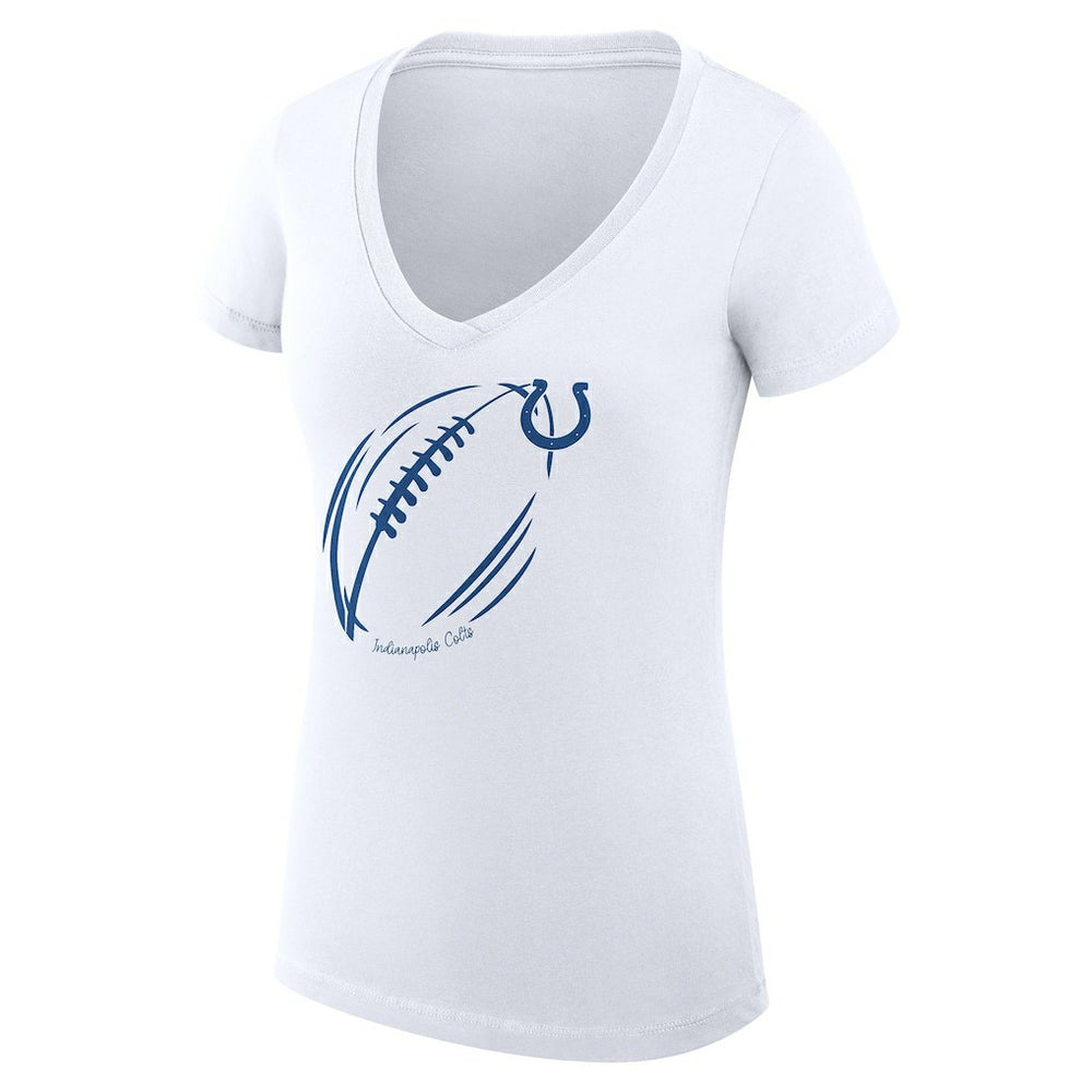 G-III 4Her by Carl Banks Women's Super-Slim Fit Lightweight Subtle Football V-Neck T-Shirt - Indianapolis Colts T-shirts