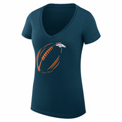 G-III 4Her by Carl Banks Women's Super-Slim Fit Lightweight Subtle Football V-Neck T-Shirt - Denver Broncos T-shirts