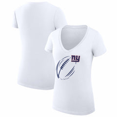 G-III 4Her by Carl Banks Women's Super-Slim Fit Lightweight Subtle Football V-Neck T-Shirt - New York Giants T-shirts