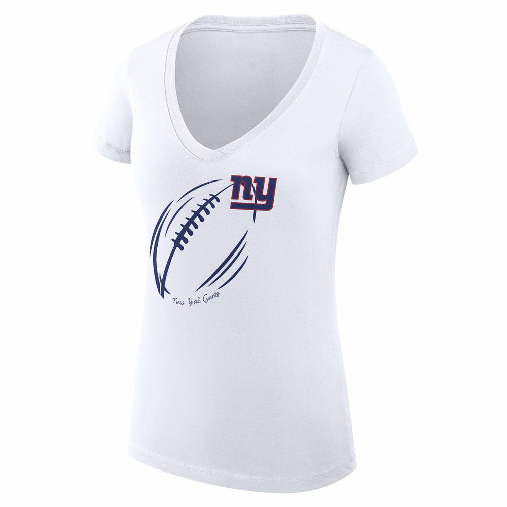 G-III 4Her by Carl Banks Women's Super-Slim Fit Lightweight Subtle Football V-Neck T-Shirt - New York Giants T-shirts