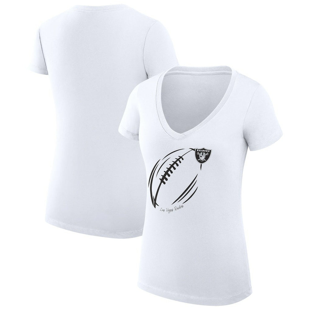 G-III 4Her by Carl Banks Women's Super-Slim Fit Lightweight Subtle Football V-Neck T-Shirt - Las Vegas Raiders T-shirts