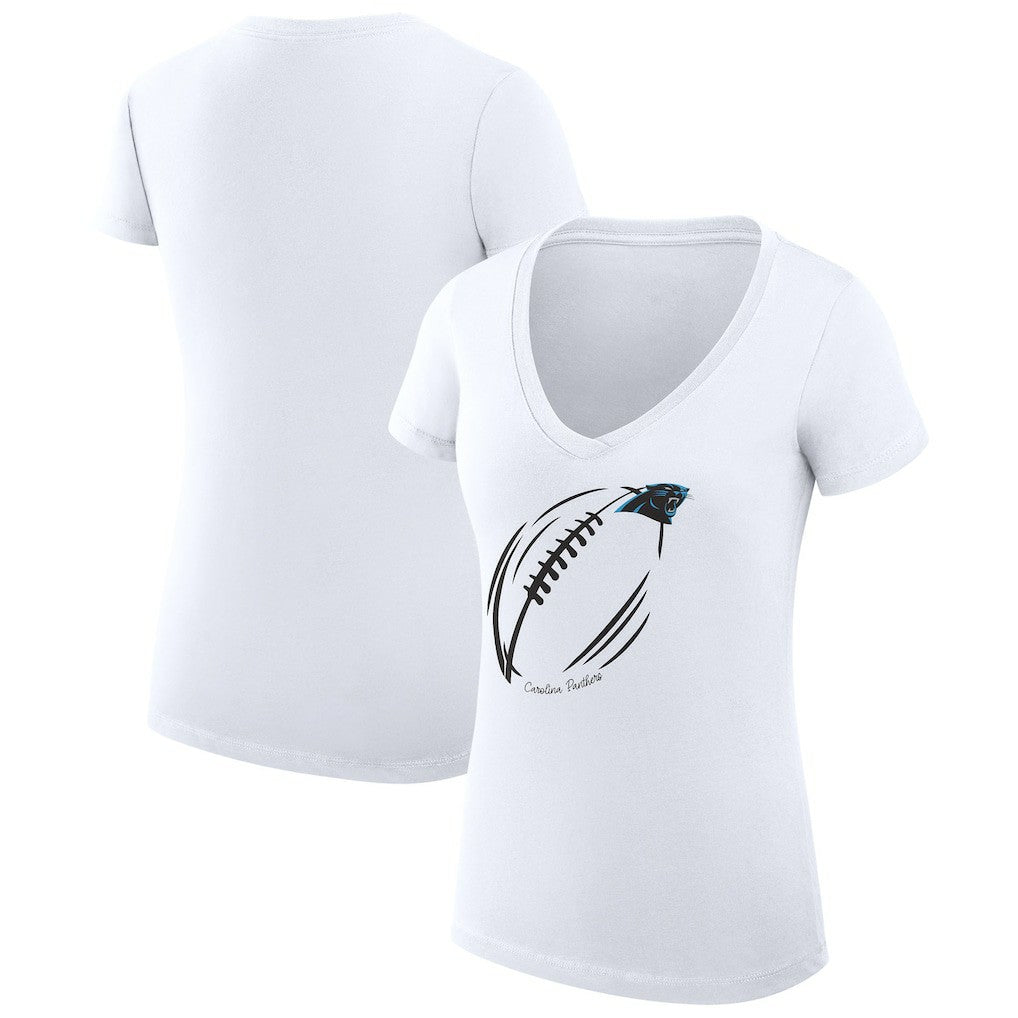 G-III 4Her by Carl Banks Women's Super-Slim Fit Lightweight Subtle Football V-Neck T-Shirt - Carolina Panthers T-shirts