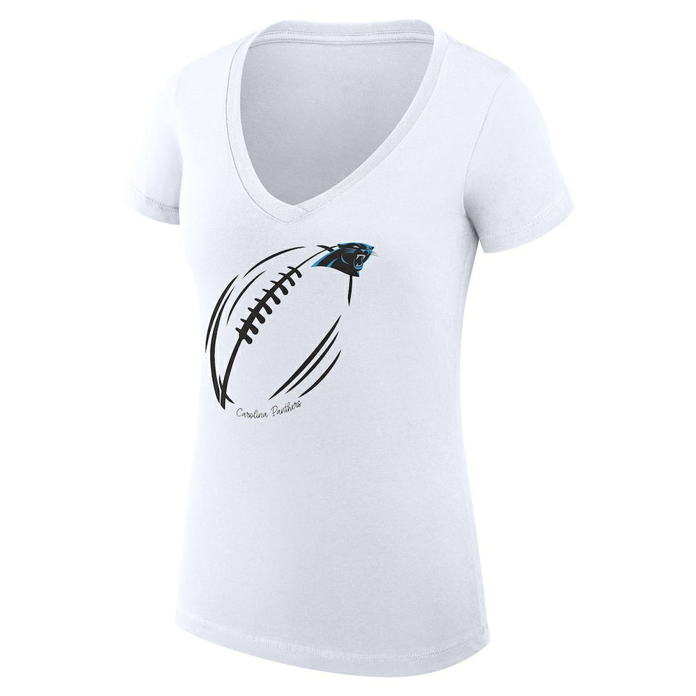 G-III 4Her by Carl Banks Women's Super-Slim Fit Lightweight Subtle Football V-Neck T-Shirt - Carolina Panthers T-shirts