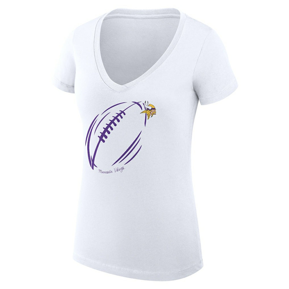 G-III 4Her by Carl Banks Women's Super-Slim Fit Lightweight Subtle Football V-Neck T-Shirt - Minnesota Vikings T-shirts