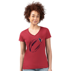 G-III 4Her by Carl Banks Women's Super-Slim Fit Lightweight Subtle Football V-Neck T-Shirt - Houston Texans T-shirts