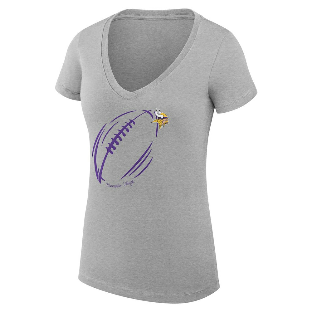 G-III 4Her by Carl Banks Women's Super-Slim Fit Lightweight Subtle Football V-Neck T-Shirt - Minnesota Vikings T-shirts