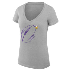G-III 4Her by Carl Banks Women's Super-Slim Fit Lightweight Subtle Football V-Neck T-Shirt - Minnesota Vikings T-shirts