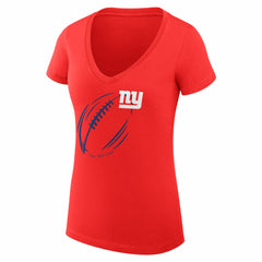 G-III 4Her by Carl Banks Women's Super-Slim Fit Lightweight Subtle Football V-Neck T-Shirt - New York Giants T-shirts