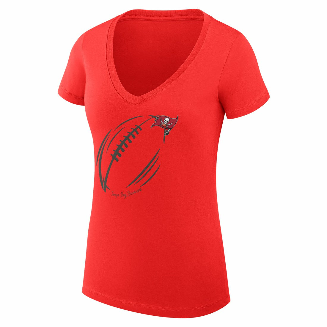 G-III 4Her by Carl Banks Women's Super-Slim Fit Lightweight Subtle Football V-Neck T-Shirt - Tampa Bay Buccaneers T-shirts