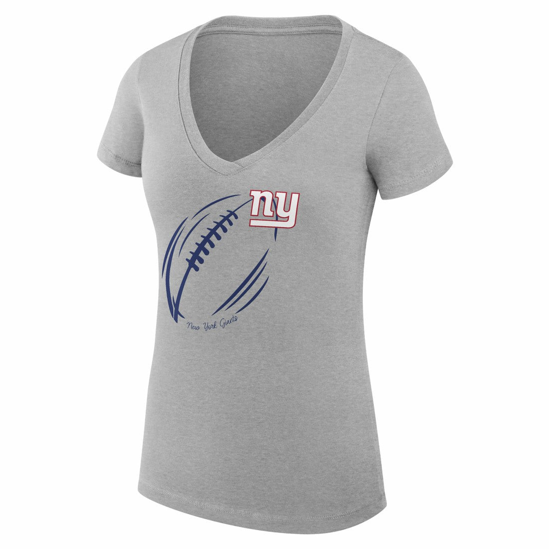 G-III 4Her by Carl Banks Women's Super-Slim Fit Lightweight Subtle Football V-Neck T-Shirt - New York Giants T-shirts