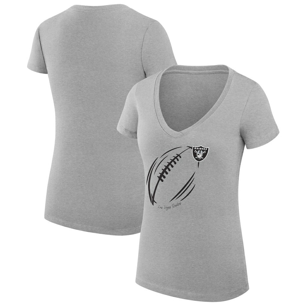 G-III 4Her by Carl Banks Women's Super-Slim Fit Lightweight Subtle Football V-Neck T-Shirt - Las Vegas Raiders T-shirts