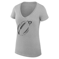 G-III 4Her by Carl Banks Women's Super-Slim Fit Lightweight Subtle Football V-Neck T-Shirt - Las Vegas Raiders T-shirts