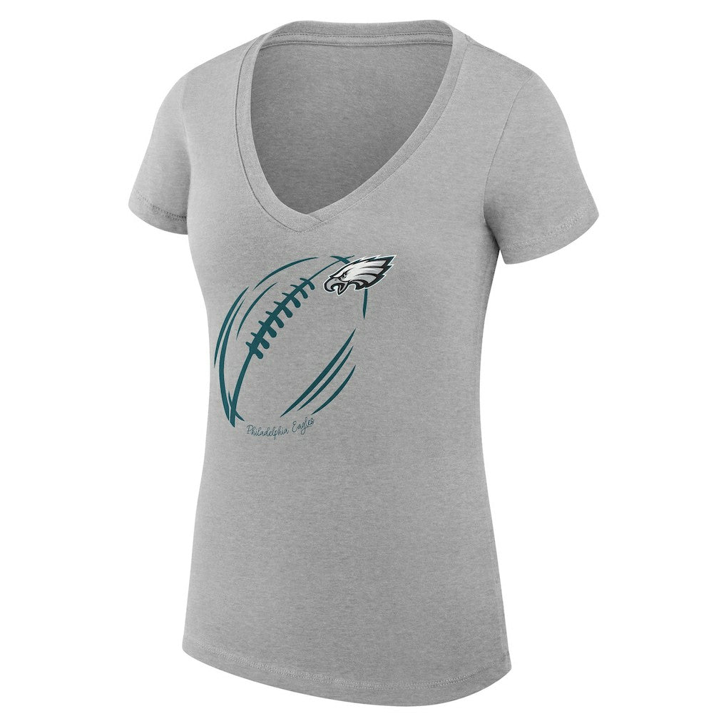 G-III 4Her by Carl Banks Women's Super-Slim Fit Lightweight Subtle Football V-Neck T-Shirt - Philadelphia Eagles T-shirts