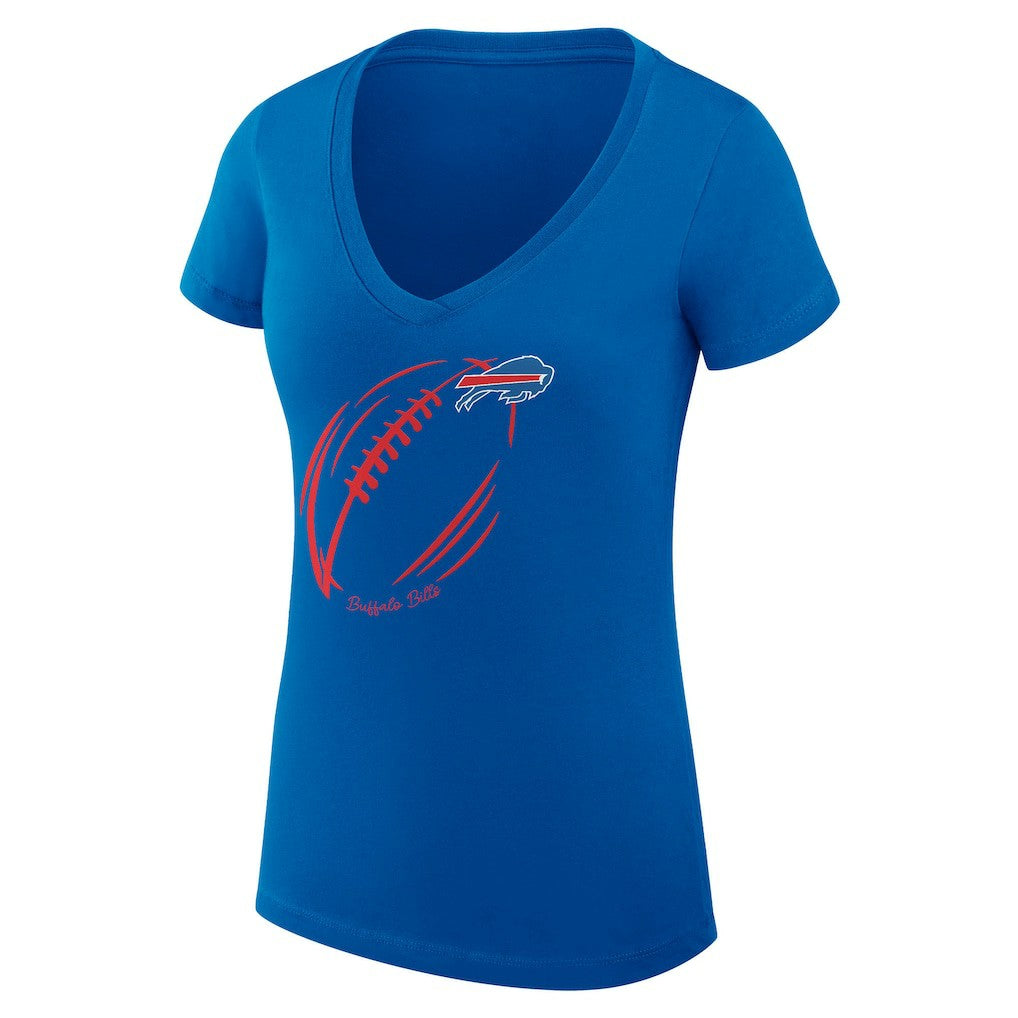 G-III 4Her by Carl Banks Women's Super-Slim Fit Lightweight Subtle Football V-Neck T-Shirt - Buffalo Bills T-shirts