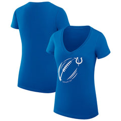 G-III 4Her by Carl Banks Women's Super-Slim Fit Lightweight Subtle Football V-Neck T-Shirt - Indianapolis Colts T-shirts
