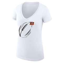 G-III 4Her by Carl Banks Women's Super-Slim Fit Lightweight Subtle Football V-Neck T-Shirt - Cincinnati Bengals T-shirts