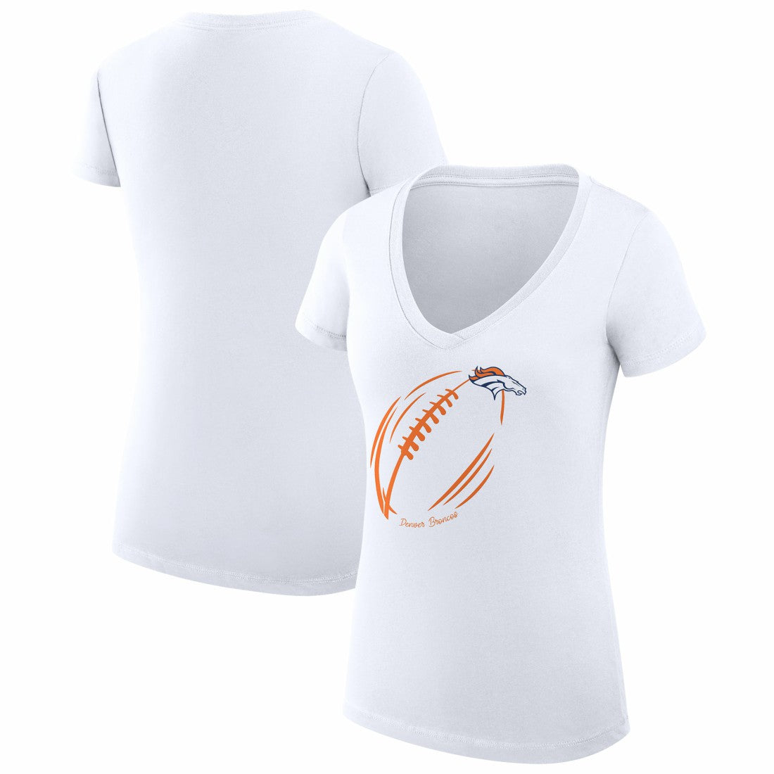 G-III 4Her by Carl Banks Women's Super-Slim Fit Lightweight Subtle Football V-Neck T-Shirt - Denver Broncos T-shirts