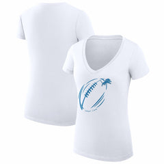 G-III 4Her by Carl Banks Women's Super-Slim Fit Lightweight Subtle Football V-Neck T-Shirt - Detroit Lions T-shirts