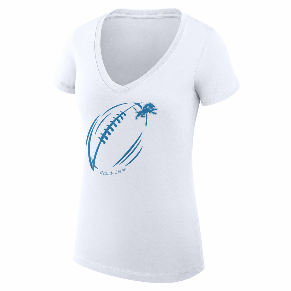 G-III 4Her by Carl Banks Women's Super-Slim Fit Lightweight Subtle Football V-Neck T-Shirt - Detroit Lions T-shirts