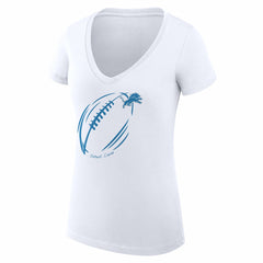 G-III 4Her by Carl Banks Women's Super-Slim Fit Lightweight Subtle Football V-Neck T-Shirt - Detroit Lions T-shirts