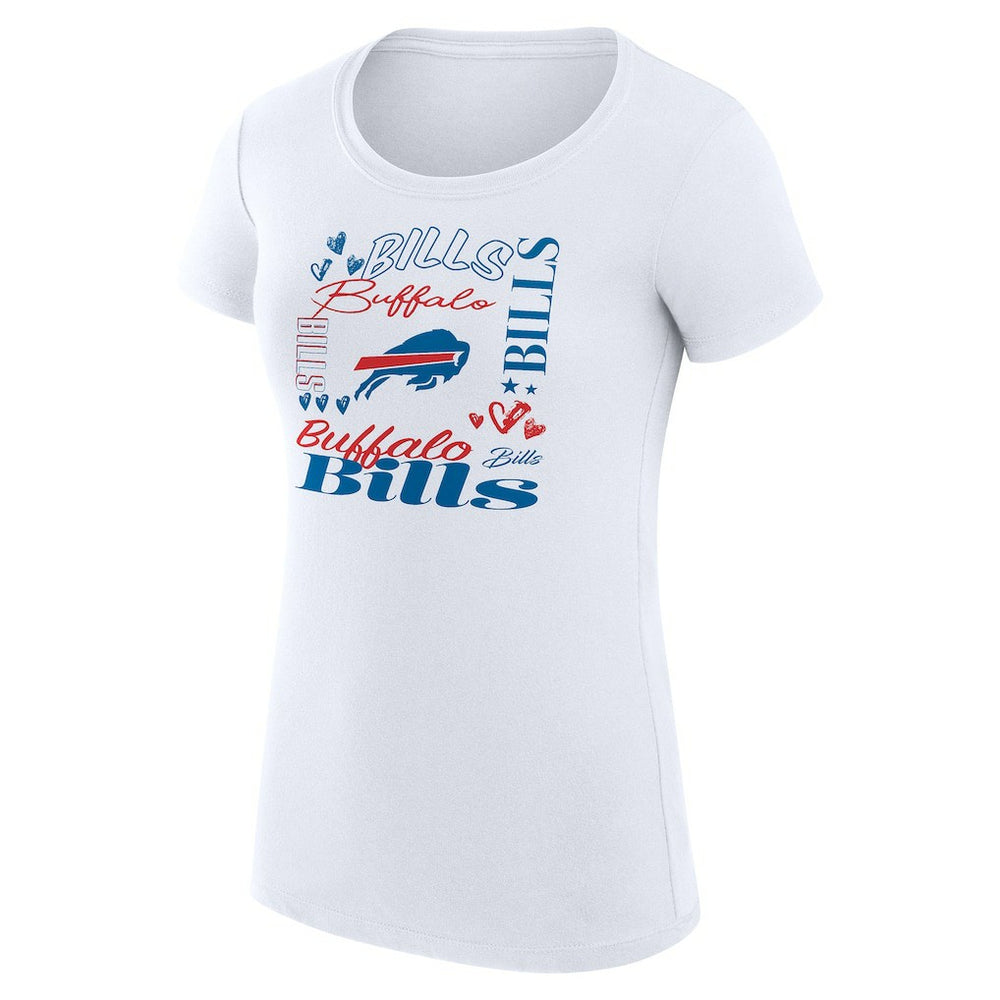 G-III 4Her by Carl Banks Women's Super-Slim Fit Lightweight Collage Team T-Shirt - Buffalo Bills T-shirts