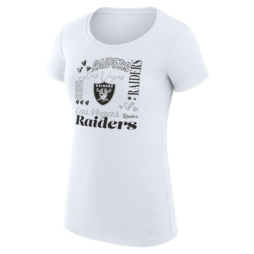 G-III 4Her by Carl Banks Women's Super-Slim Fit Lightweight Collage Team T-Shirt - Las Vegas Raiders T-shirts