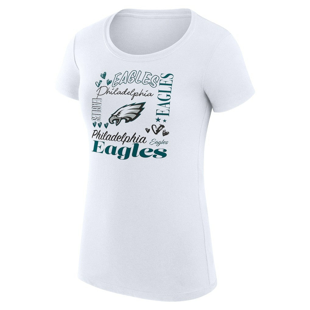 G-III 4Her by Carl Banks Women's Super-Slim Fit Lightweight Collage Team T-Shirt - Philadelphia Eagles T-shirts