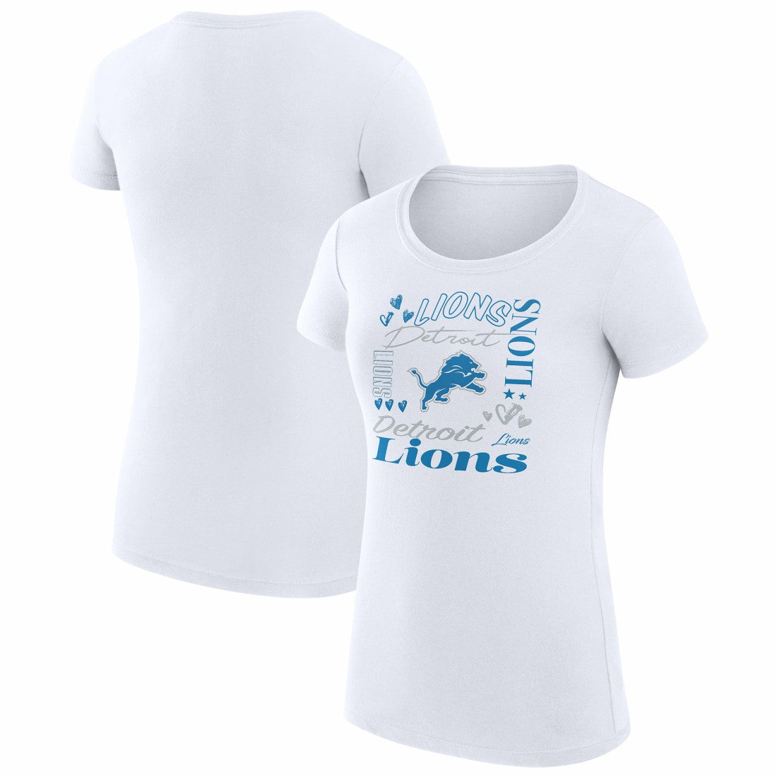 G-III 4Her by Carl Banks Women's Super-Slim Fit Lightweight Collage Team T-Shirt - Detroit Lions T-shirts