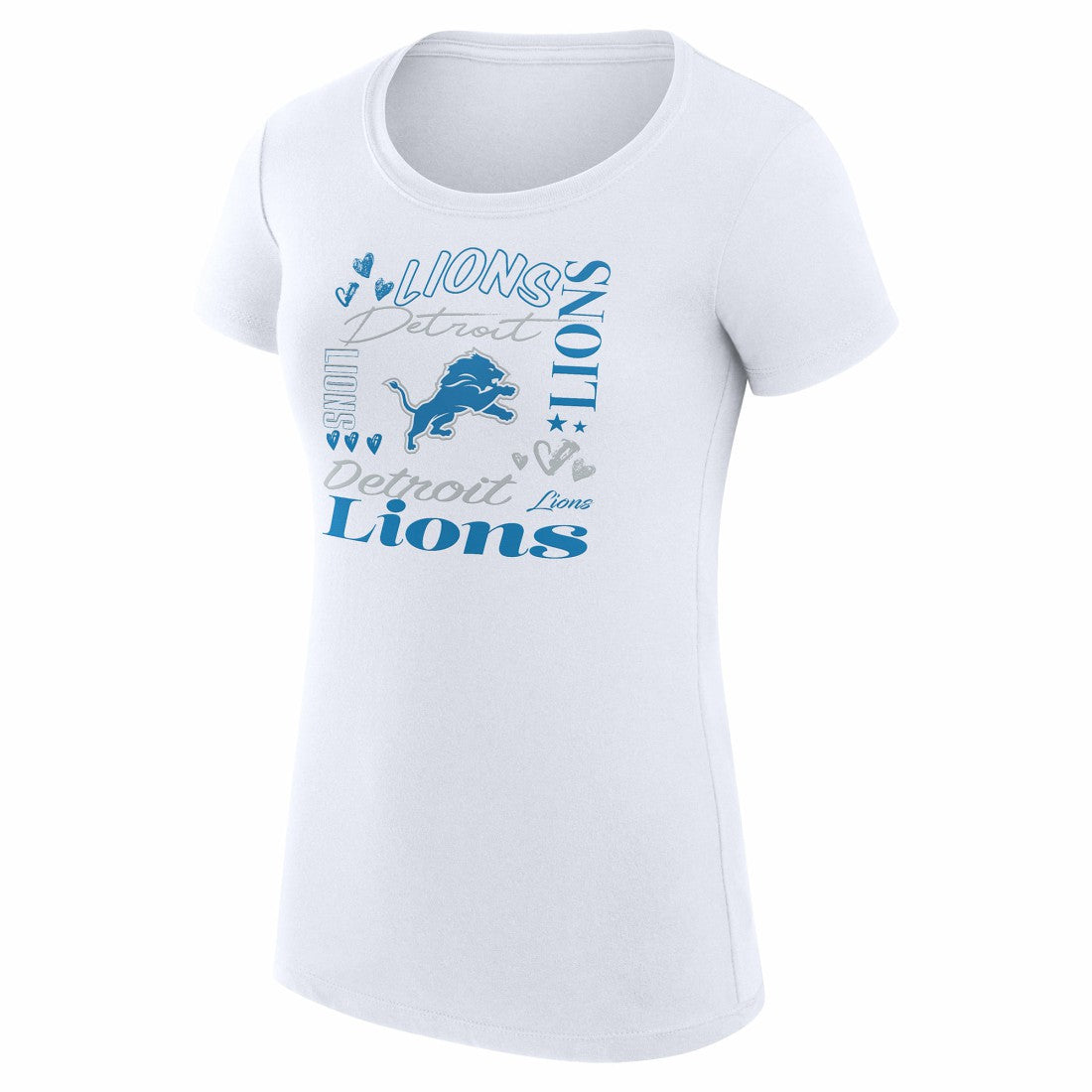 G-III 4Her by Carl Banks Women's Super-Slim Fit Lightweight Collage Team T-Shirt - Detroit Lions T-shirts