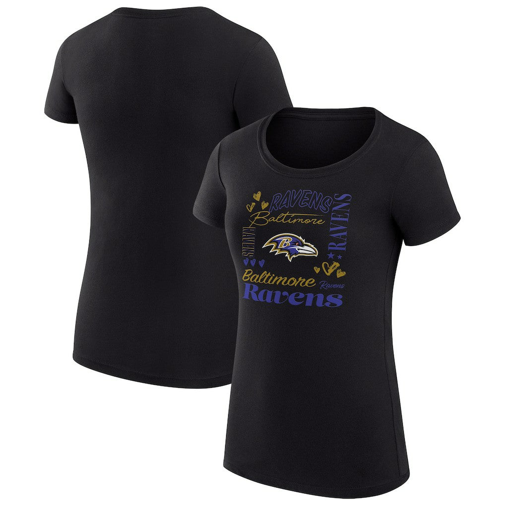G-III 4Her by Carl Banks Women's Super-Slim Fit Lightweight Collage Team T-Shirt - Baltimore Ravens T-shirts