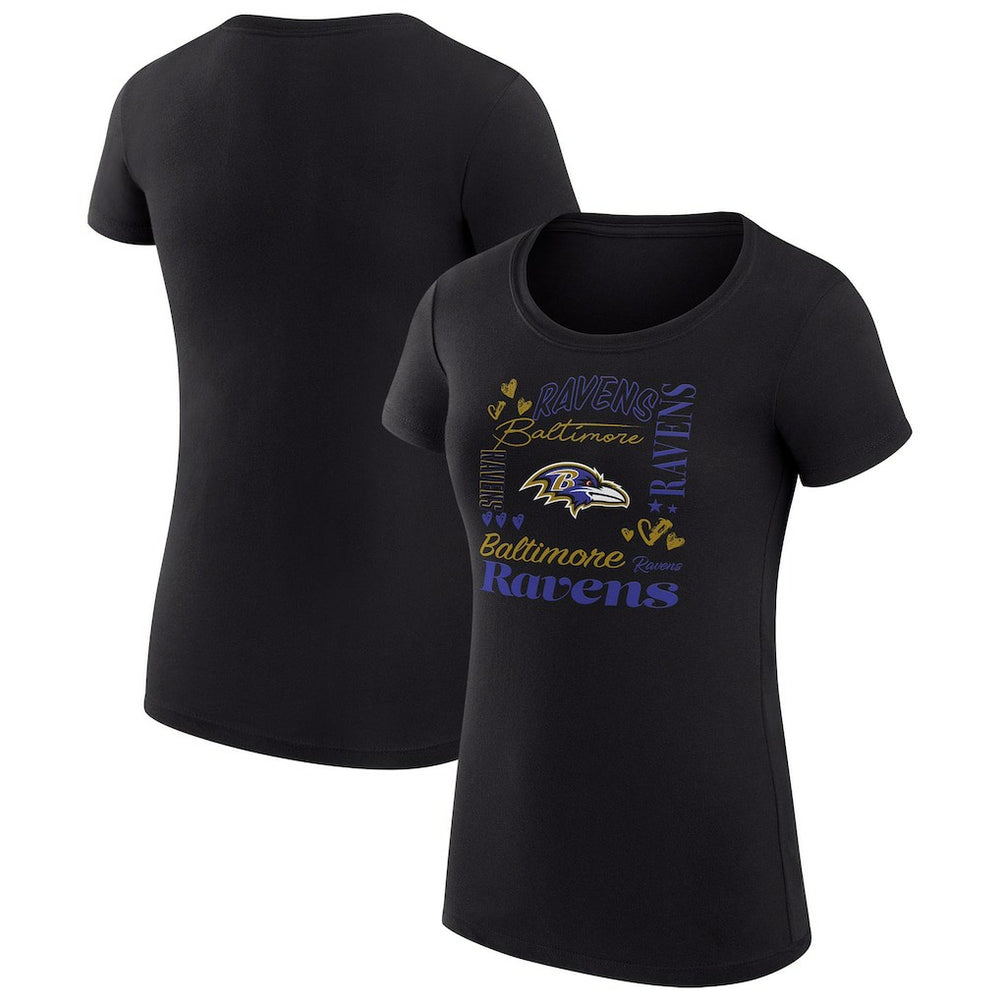 G-III 4Her by Carl Banks Women's Super-Slim Fit Lightweight Collage Team T-Shirt - Baltimore Ravens T-shirts