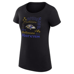 G-III 4Her by Carl Banks Women's Super-Slim Fit Lightweight Collage Team T-Shirt - Baltimore Ravens T-shirts