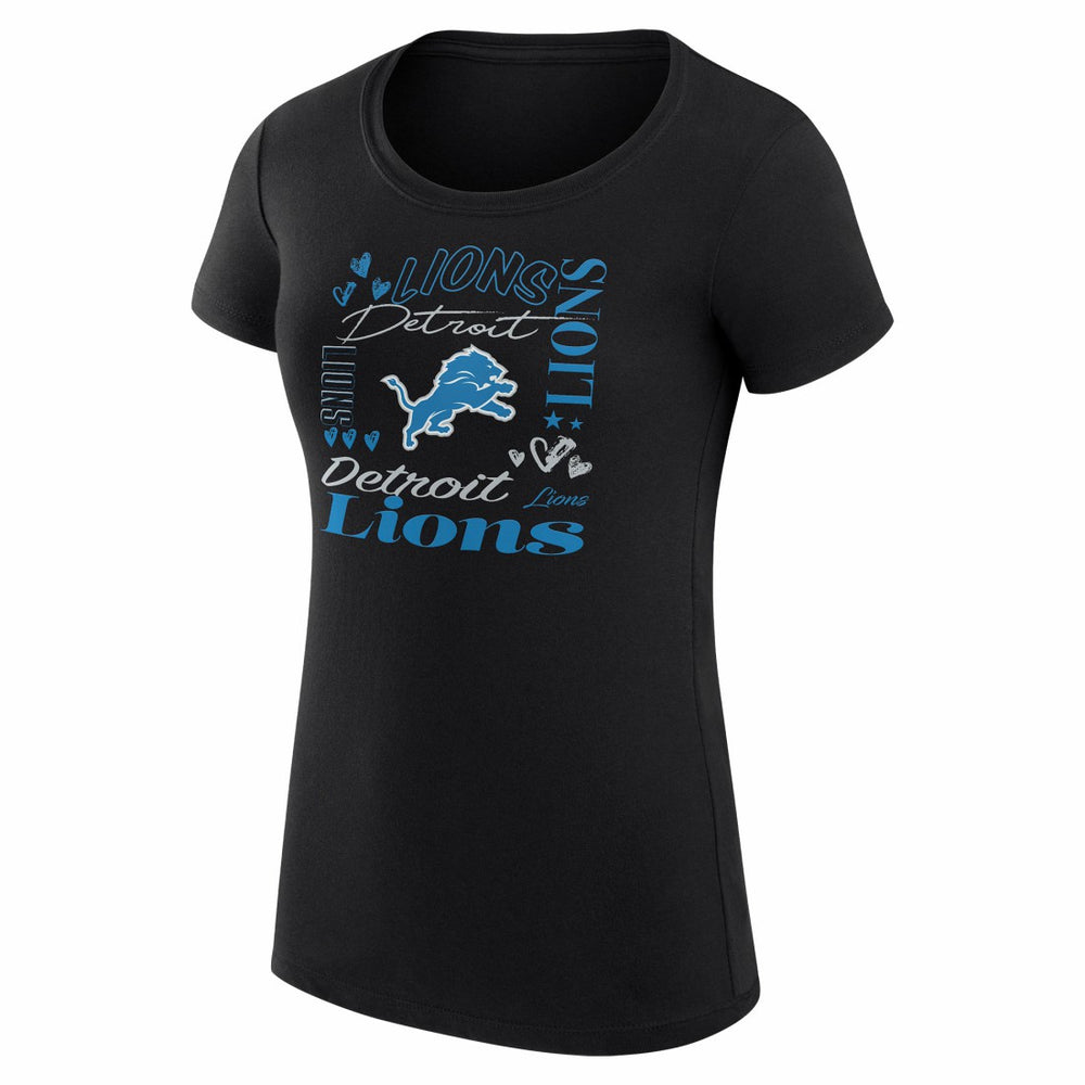 G-III 4Her by Carl Banks Women's Super-Slim Fit Lightweight Collage Team T-Shirt - Detroit Lions T-shirts