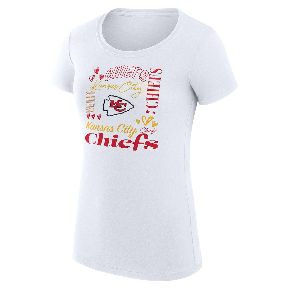 G-III 4Her by Carl Banks Women's Super-Slim Fit Lightweight Collage Team T-Shirt - Kansas City Chiefs T-shirts
