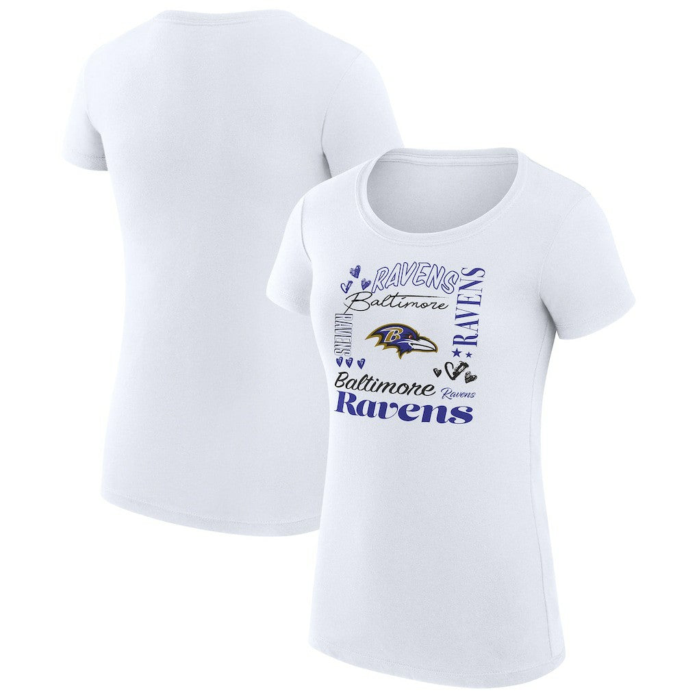 G-III 4Her by Carl Banks Women's Super-Slim Fit Lightweight Collage Team T-Shirt - Baltimore Ravens T-shirts