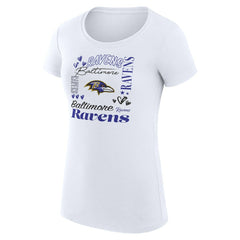 G-III 4Her by Carl Banks Women's Super-Slim Fit Lightweight Collage Team T-Shirt - Baltimore Ravens T-shirts