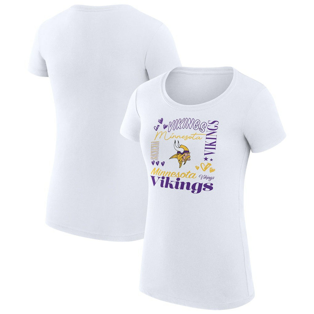 G-III 4Her by Carl Banks Women's Super-Slim Fit Lightweight Collage Team T-Shirt - Minnesota Vikings T-shirts